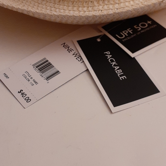 NINE WEST STRAW HAT Natural  UPF 50  Mid Size Brim Packable - Picture 3 of 3